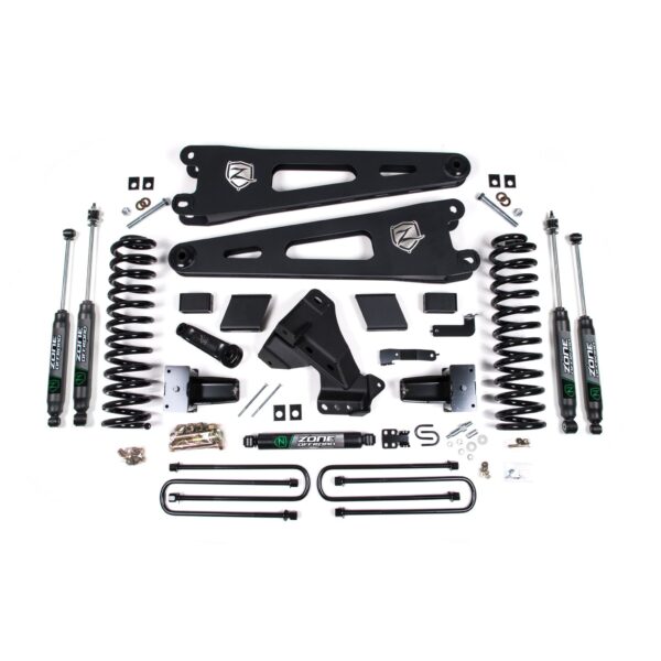 Zone 7" Radius Arm Suspension Lift Kit, 4.5" Rear, Block - Nitro Shocks