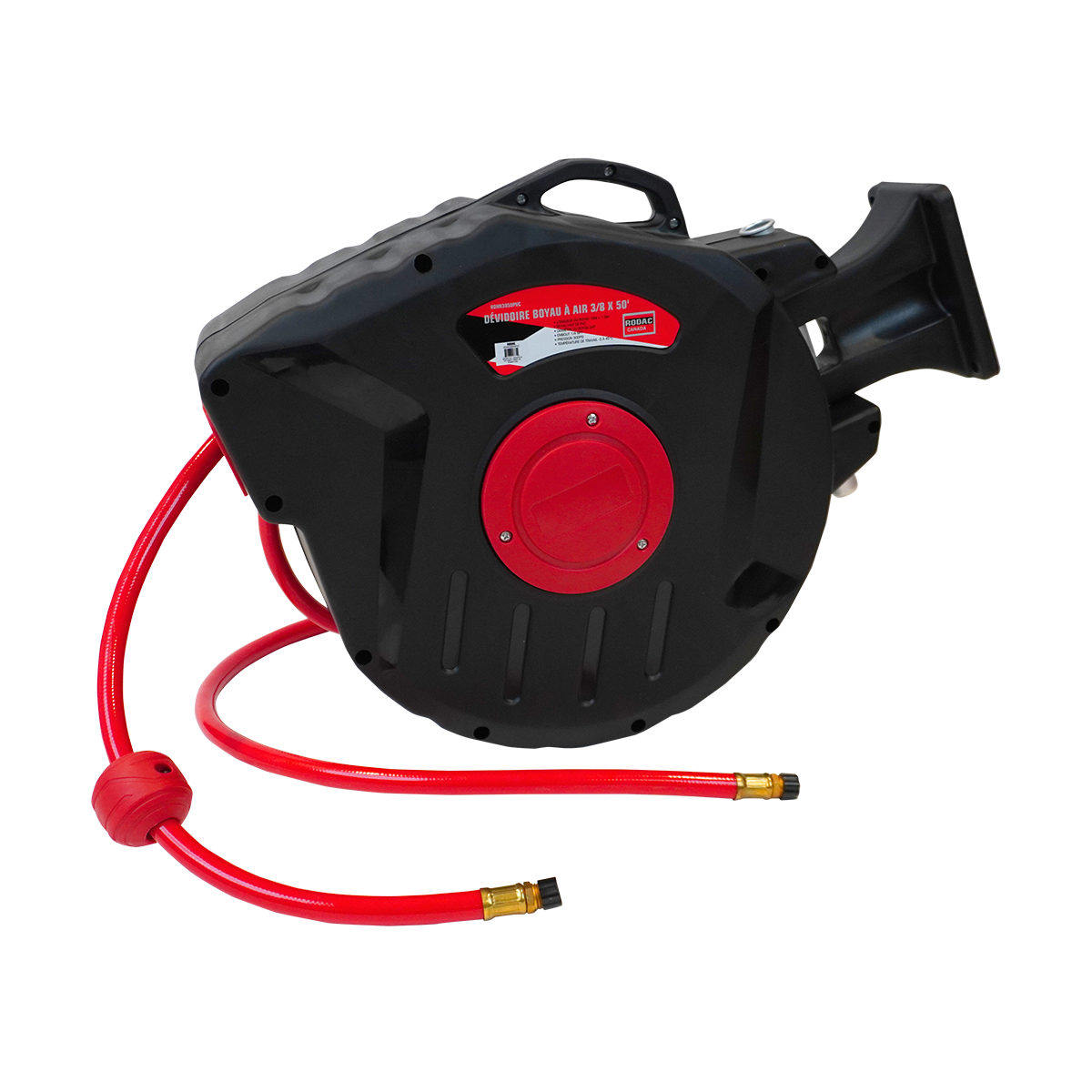 Rodac RDHR3850PVC - Dévidoir Pour Boyaux À Air en PVC de 50 pieds avec embout de 3/8"