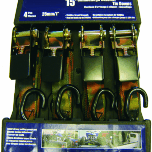 Rodac RDRAT415CAM - Jeu de sangles d'attaches à motif camouflage, 4 pièces, 1" x 15', 1500lb